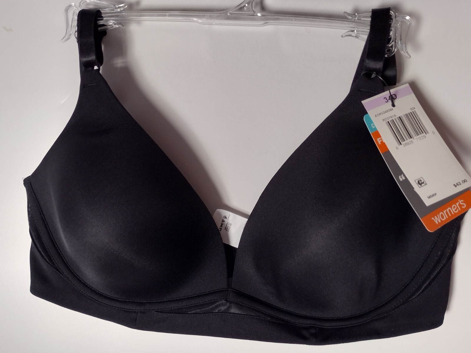WARNER'S FLEX REVOLUTION 34D CONTOUR UNDERWIRE BLACK BRA RD3761A NEW WITH TAGS