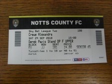 29/09/2018 Ticket: Notts County v Crewe Alexandra  . For UK orders shipping is F