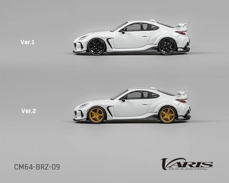 Modelo CM Subaru BRZ Varis Widebody personalizado blanco con juego de ruedas adicionales 1/64 Foto 2 de 2
