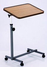 Pflegetisch, Beistelltisch, Betttisch, Bett-Tisch, Tischplatte in Holzoptik