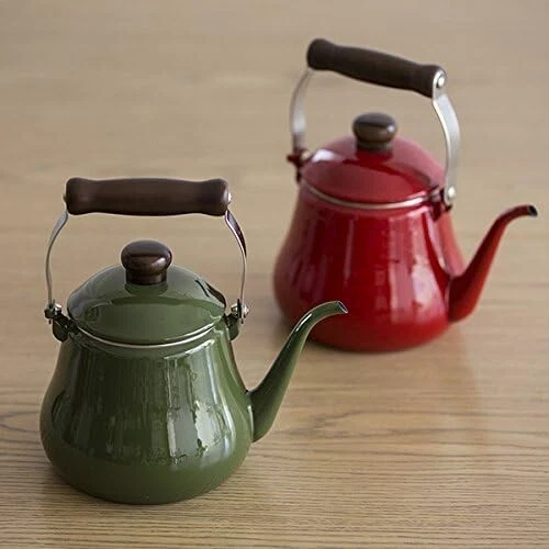 Kurihara Harumi Enamel Kettle 1.5L Green Gas Stove Japan - Image 3 of 4