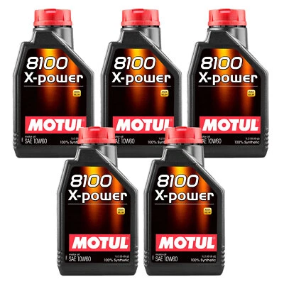 5 Litri Motul 8100 X-Power 10W60 Olio Motore 100% Sintetico ACEA A3 B4 API SN