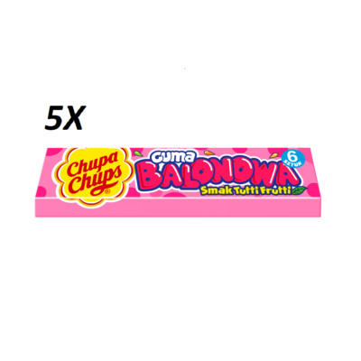 5X CHUPA CHUPS BUBBLE GUM SWEET RETRO LOLLIPOP TUTTI FRUTTI FLAVOUR 27G