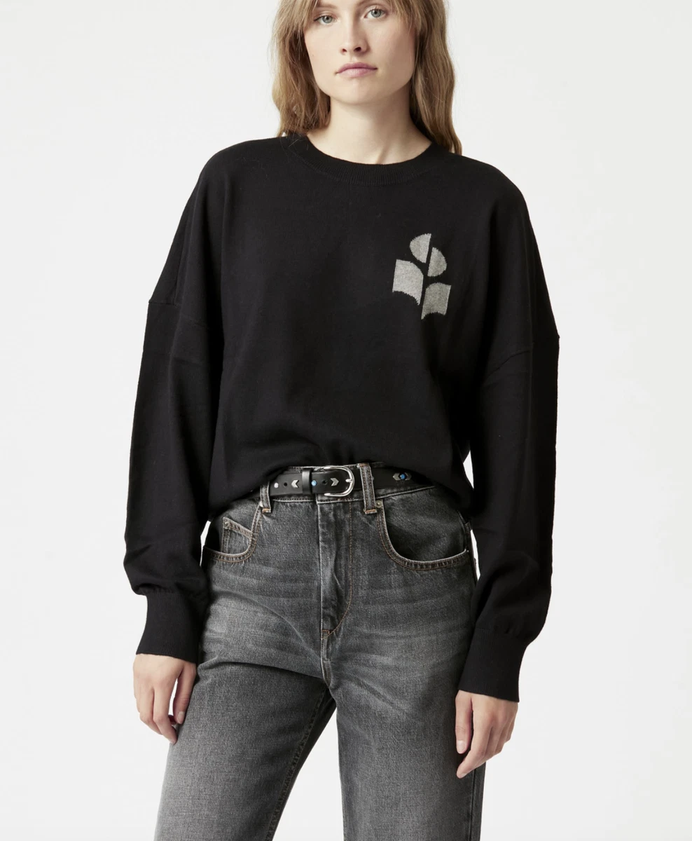 ISABEL MARANT TOILE Marisans Logo Sweater In Faded Night Size 40