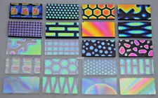 20 COATINGS BY SANDBERG DICHROIC GLASS SAMPLER 10 Blk & 10 Clear 1/2" x1" 90 COE