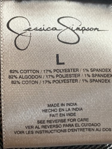 Jessica Simpson Denim Dress L Faded Black Stretch Full Front Zip Bimbo Core - Picture 4 of 5