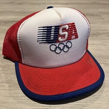 Vintage 1984 USA Olympic Embroidered Mesh Trucker Hat Snapback 80s Rare