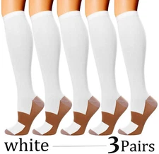 3Pair Copper Infused Energy Compression Socks Fit For Nurses Men and Women S-XXL