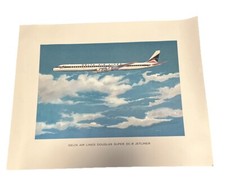 Delta Air Lines Douglas Super DC-8 Jetliner Lithograph Print 16x20 Vintage
