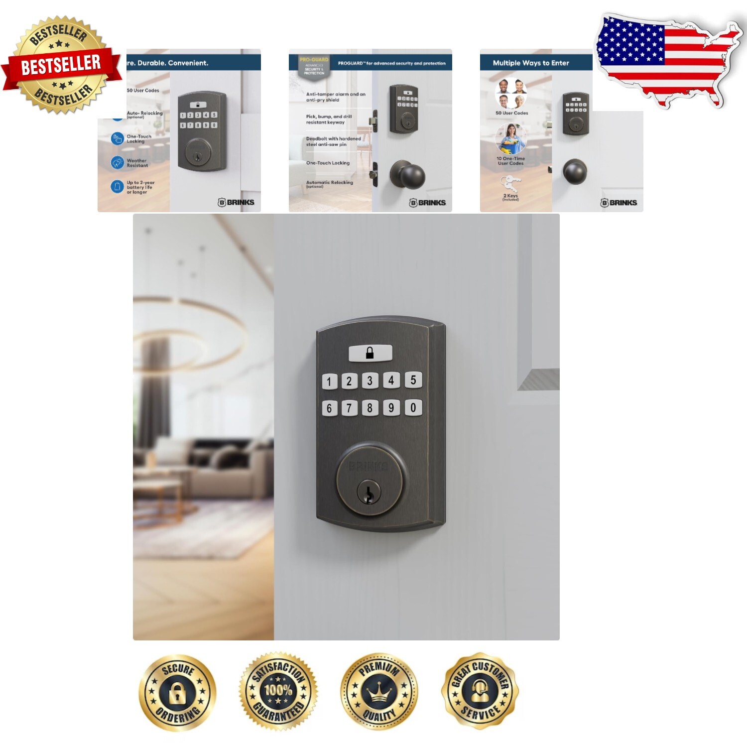 Smart Keyless Deadbolt Lock with Custom Codes for Enhanced Home Security  -image