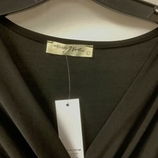 Hello Mia Womens Wrap Dress Black Short Sleeves V Neck Pullover Stretch Size L