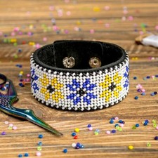 DIY Bead embroidery kit on artificial leather Bracelet