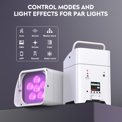 6X18W RGBWA+UV Wireless Par Light Rechargeable Battery DMX Stage Party DJ Show