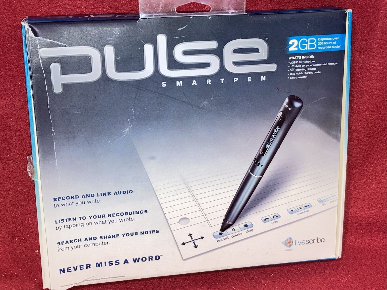 NEW Livescribe Pulse Smartpen Pen 2GB 200 hrs. Audio Recorder APA-00002 SEALED