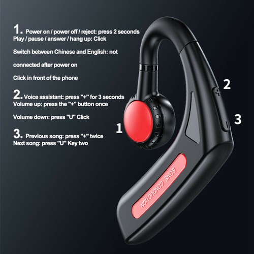 Auricolare Bluetooth a conduzione ossea auricolare camionista con microfono per Android iOS - Foto 4 di 16