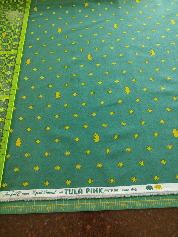 1 Yard Green OOP Free Spirit, Spirit Animal, By Tula Pink, Bear Hug