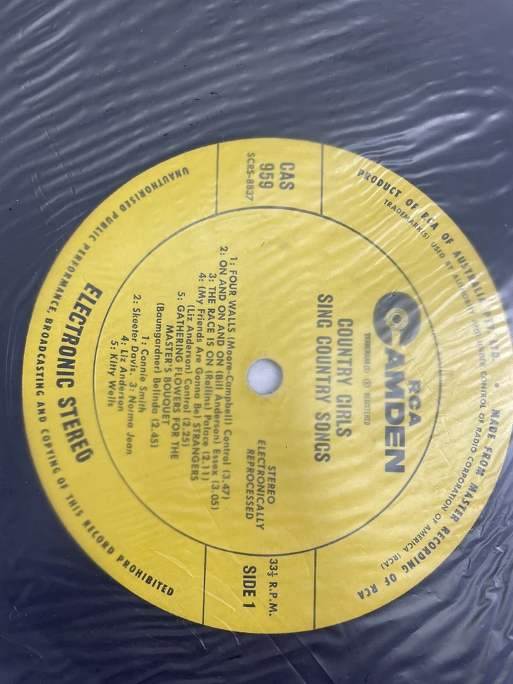Country Girls Sing Country Songs Vinyl Record LP 1966 RCA Camden LP AUS Press. - Image 4 of 4