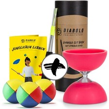 Diabolo Freizeitsport Jonglierset Diabolo (pink) und 3er Set Bälle (vierfarbig)