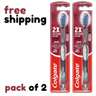 Colgate 360 Max weiß Sonic Power mittlere Zahnbürste x 2er-Pack kostenloser Versand