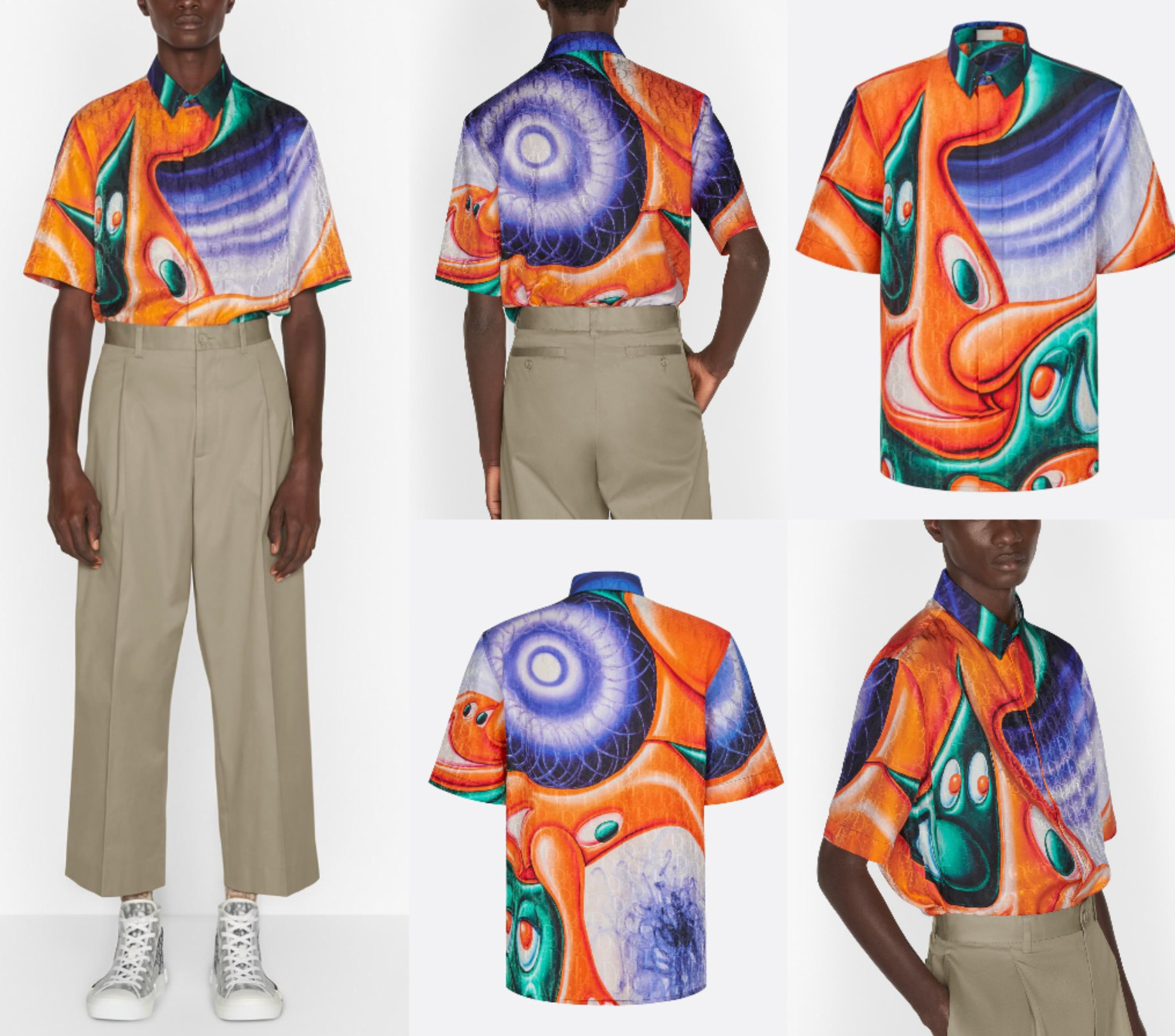 Dior Homme Kenny Scharf Deadstock Silk Multicolor Oblique Shirt T-shirt XL