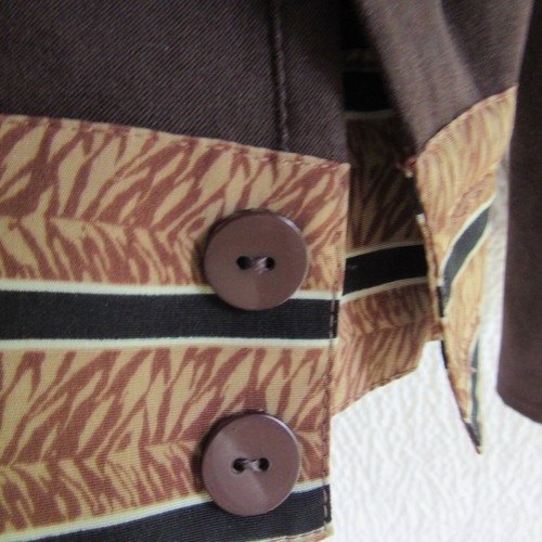Koos Of Course Jacket M Animal Print Mix Media Patch Abstract Brown Womens - Picture 5 of 10