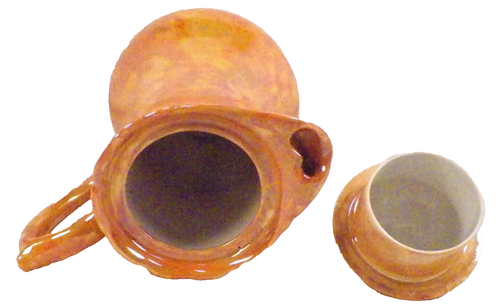 Chocolate Pot Marigold Iridescent Glaze Porcelain Mottled Vintage A Beauty - Picture 8 of 10