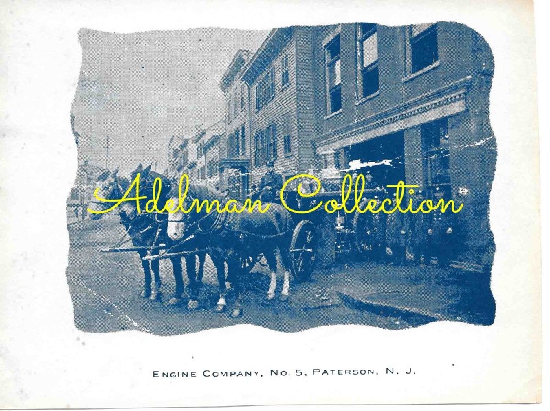 NJ4028 Vintage Paper Photo Paterson New Jersey E5 Horse-Drawn Steamer