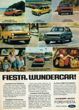 Vintage Print Ad 1979 Ford Fiesta Wundercar! Red Yellow Blue Car Dog Kids Couple