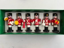 Vintage Christmas Wooden Soldier Nutcracker Mini Figures 3.5 Lot of 6