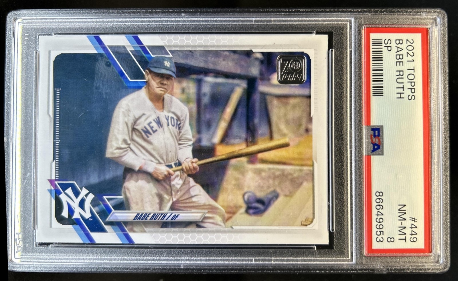 2021 Topps Babe Ruth SP VAR #449b New York Yankees PSA 8