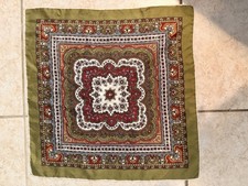 Vintage Paisley 100 Silk Neck Scarf Pocket Square Made in Italy 19" x 19  