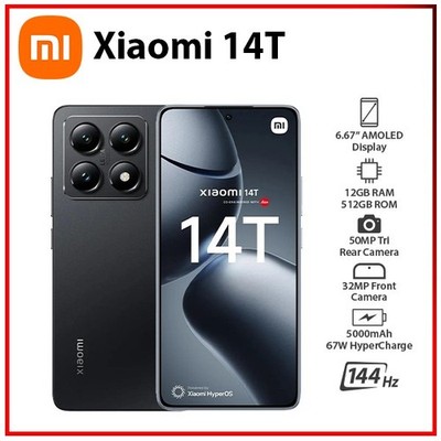 (New) Xiaomi 14T 5G 12GB+512GB BLACK Dual SIM Unlocked Android Mobile Phone