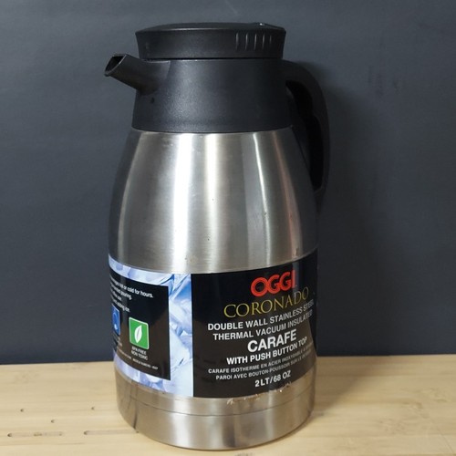 Oggi Coronado 2-Liter Carafe Double Stainless Steel 68 OZ Thermal Insulated NEW