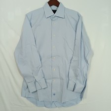 David Donahue Dress Shirt 16 32/33 Mens L Blue French Cuff 100% Cotton