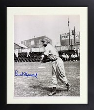 Buck Leonard signed Homestead Grays Negro League 8x10 Photo imperfect Framed-COA