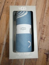 UGG Arianna Baby Blanket 100 Cotton Knit Denim Rainbow 30 x 40 inches NWT