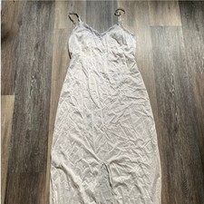 Vintage Silky Lace Sheer Slit Long Slip Dress Medium Boudoir Lingerie Feminine