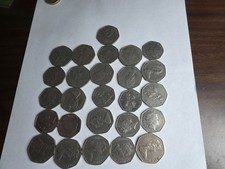 Lot of (26) UK Great Britain 50 Pence Coins Britannia Queen Elizabeth