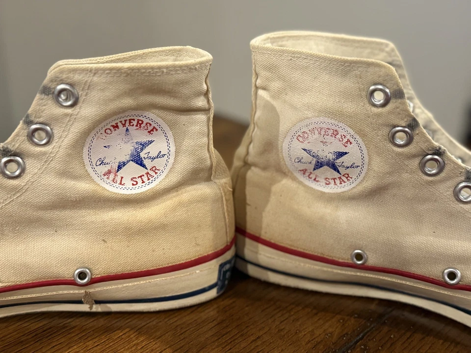 Vtg Rare 1960s Chuck Taylor High All Star Sneakers Sz 7 USA Blue Label Converse - Image 3 of 4