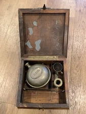 Antique Copper Brass Medicine Inhaler, Wooden Case