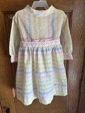 Vintage Carol Evans Penneys Children s Dress Pastel Eyelet Lace Pink Bow Sz 5