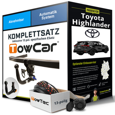 Anhängerkupplung abnehmbar für TOYOTA Highlander +E-Satz Set NEU