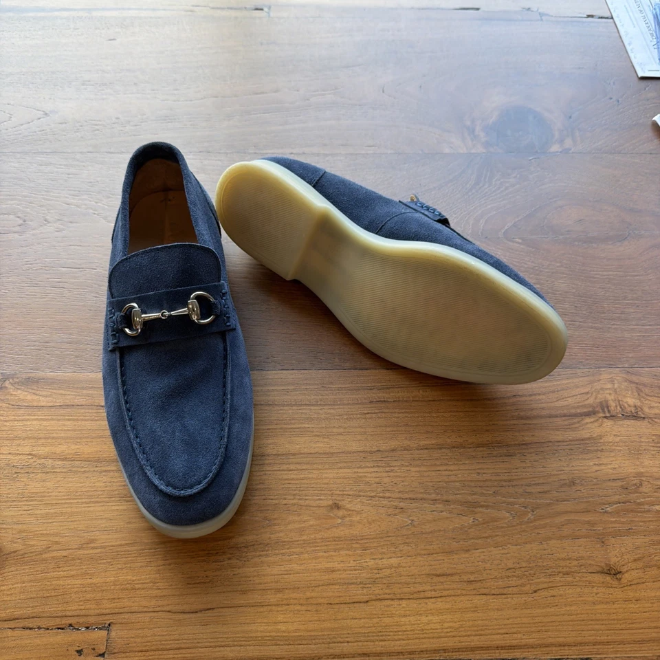 Authentic GUCCI MENS Jordaan Horsebit Blue Suede Slip On Loafers Sz 41EU or 8US - Image 2 of 4