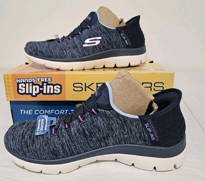 SKECHERS 149937/NVPR SUMMITS Size 7 DAZZLING HAZE NAVY/PURPLE SLIP