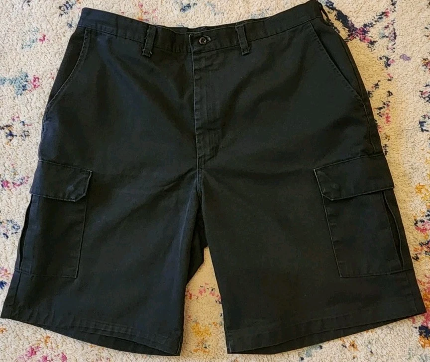 Red Kap Work Shorts Cargo Pockets Polyblend Industrial Uniform PT66 Black - Image 3 of 4