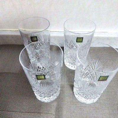 HOYA CRYSTAL Glass 4pcs set 11.5x7cm/4.52x2.75'' HOYA CRYSTAL HOYA CRYSTAL HOYA