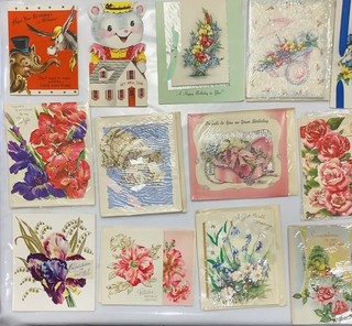 LOT #208 LOT OF 50 UNUSED VINTAGE GREETING CARDS SCRAPBOOK CRAFTS