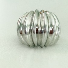 Vintage 925 Sterling Silver Modernist Ribbed Cable Wide Band Ring Size 6.5