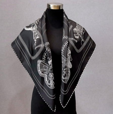 Pure 18 Momme Twill Silk Wrap Scarf Bandanna horse Print Square Shawl 35' Daily