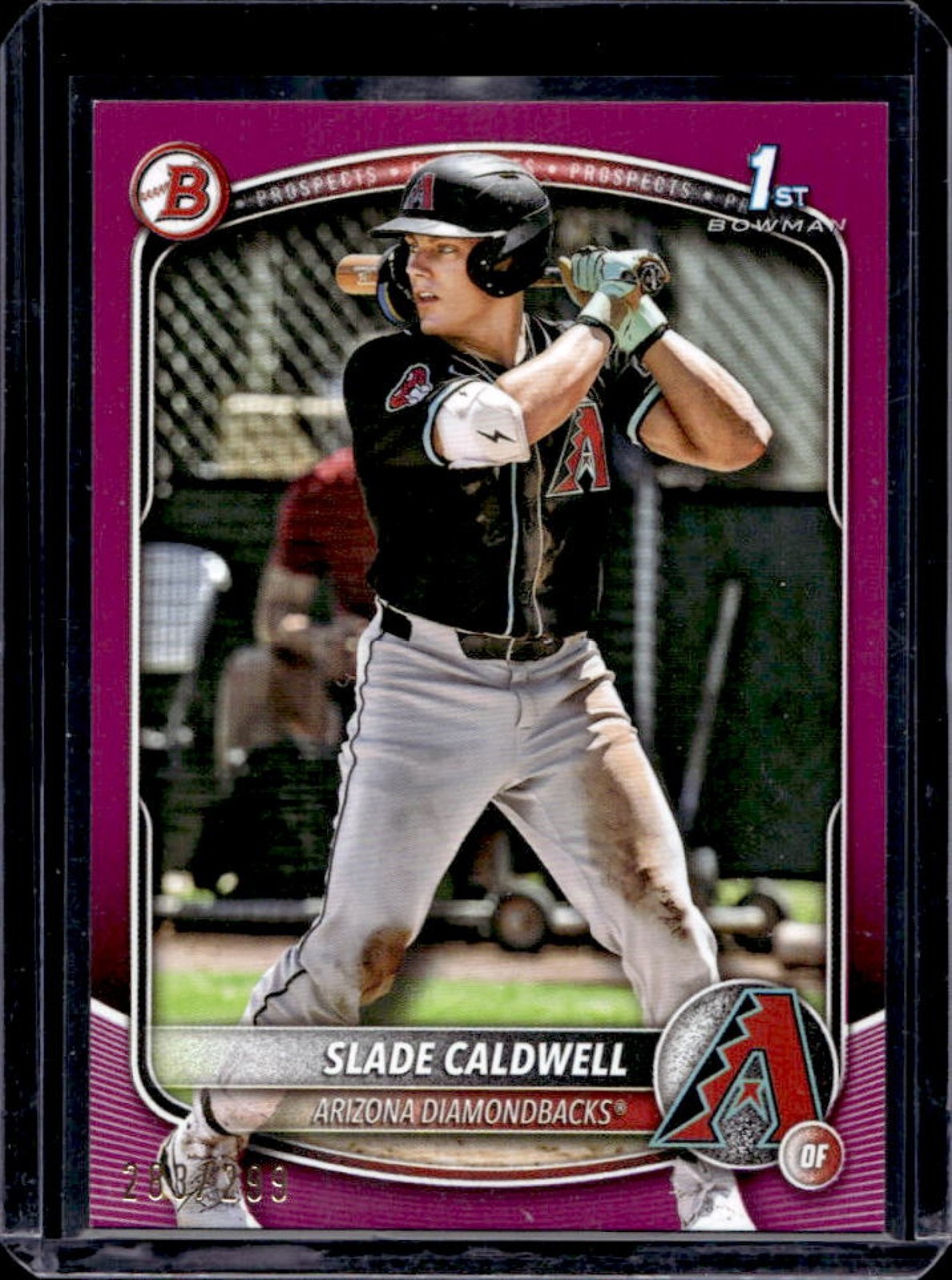 2025 Bowman Slade Caldwell Fuchsia Border 1st #238/299 Diamondbacks